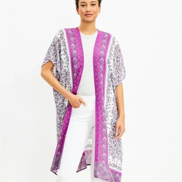 Loft Kimono Cardigan Boho Floral size Medium/Large - Picture 2 of 4